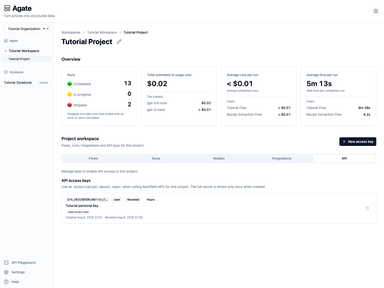 Revoked personal key retained in the project history