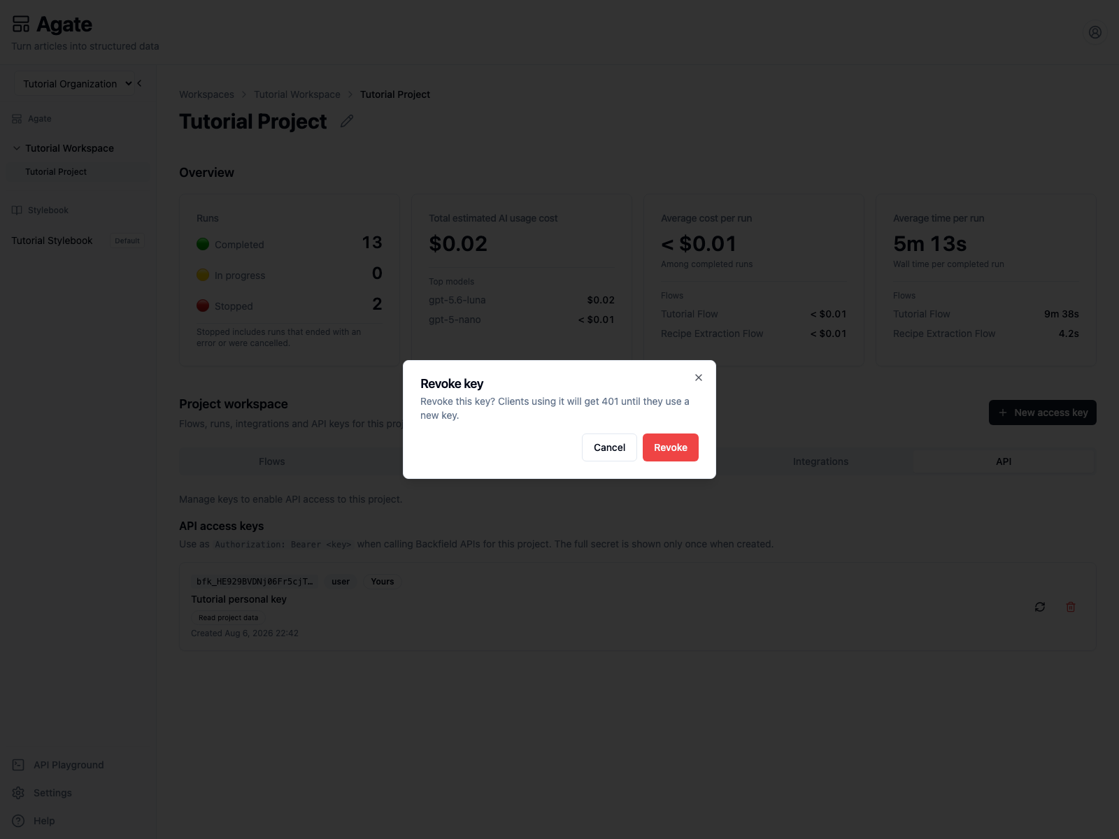 Warning that revocation immediately causes authentication failures