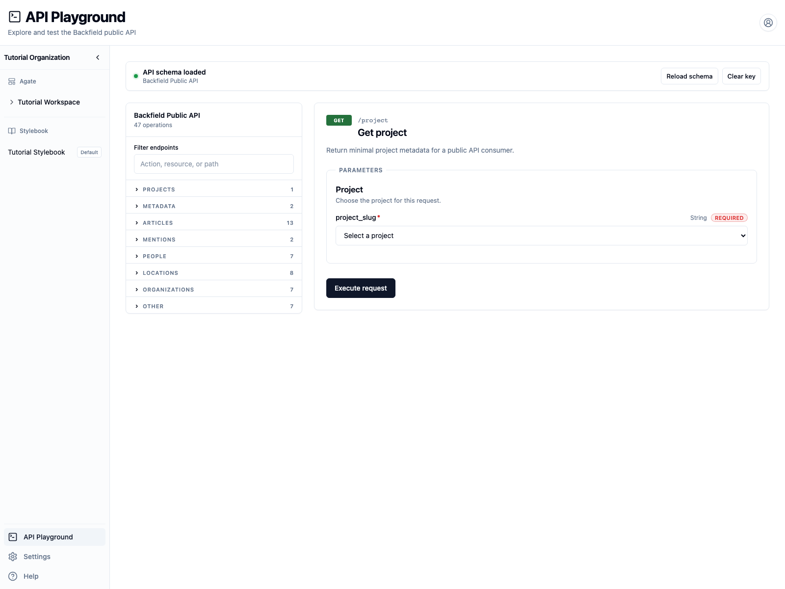 The authorized API Playground