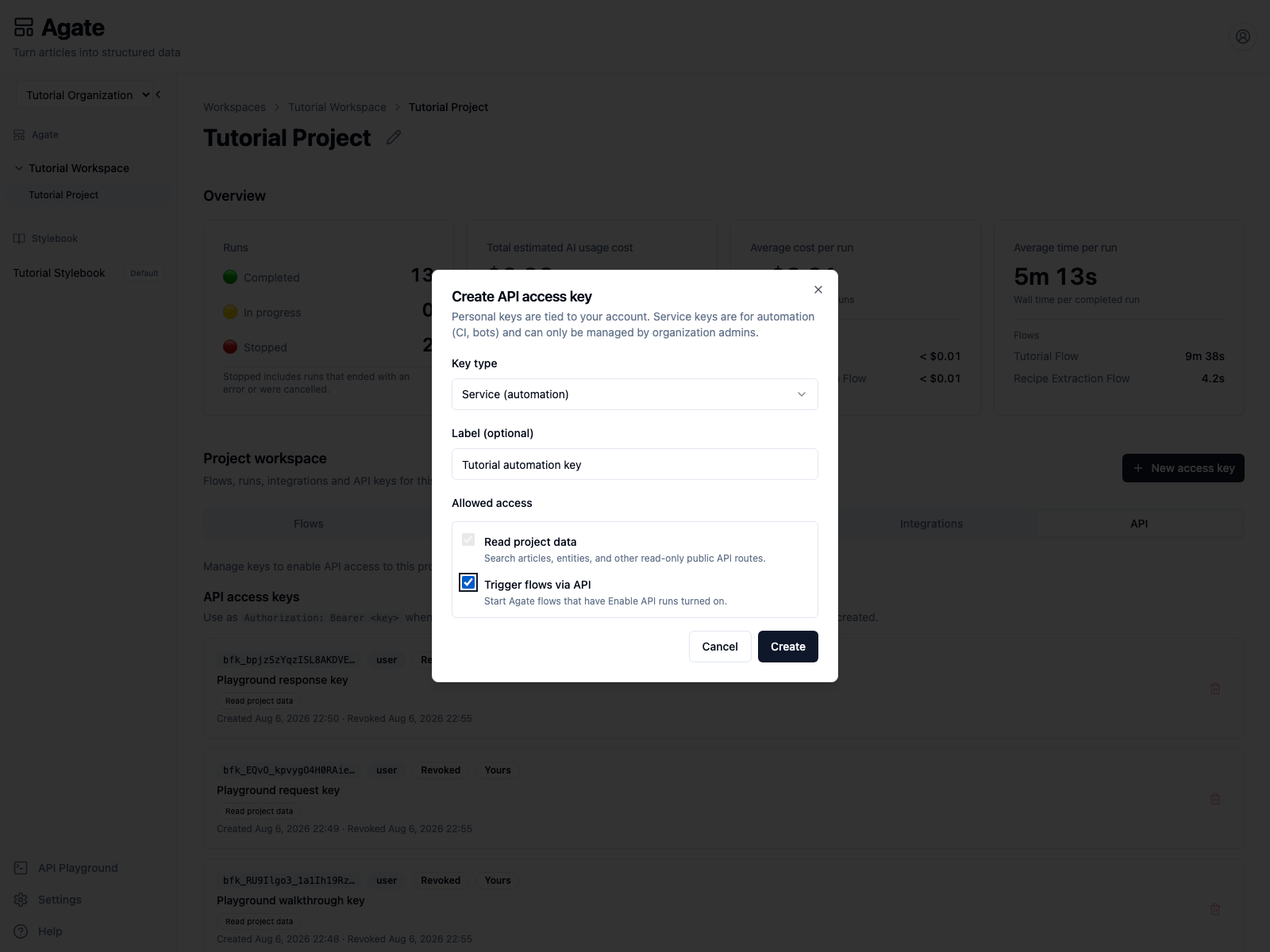 A service key with permission to trigger flows