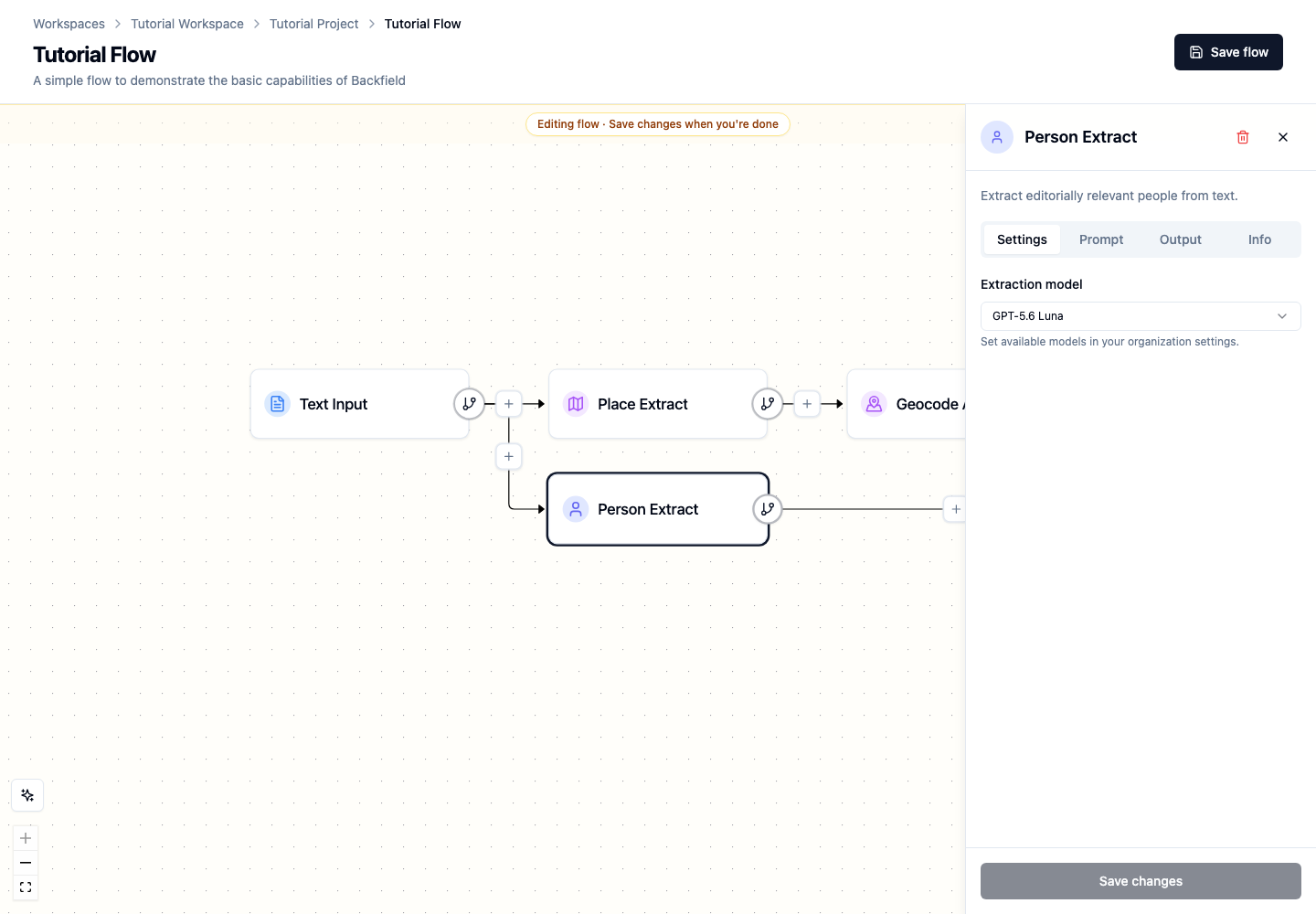 Selecting the model for Person Extract