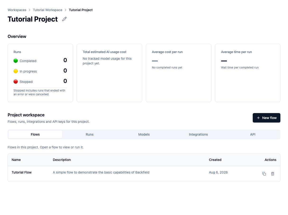 Tutorial Project before its first run