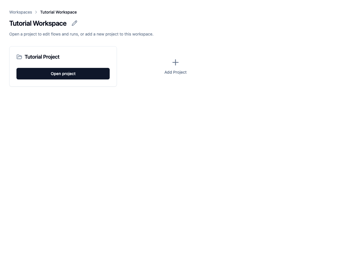 Tutorial Workspace and its project