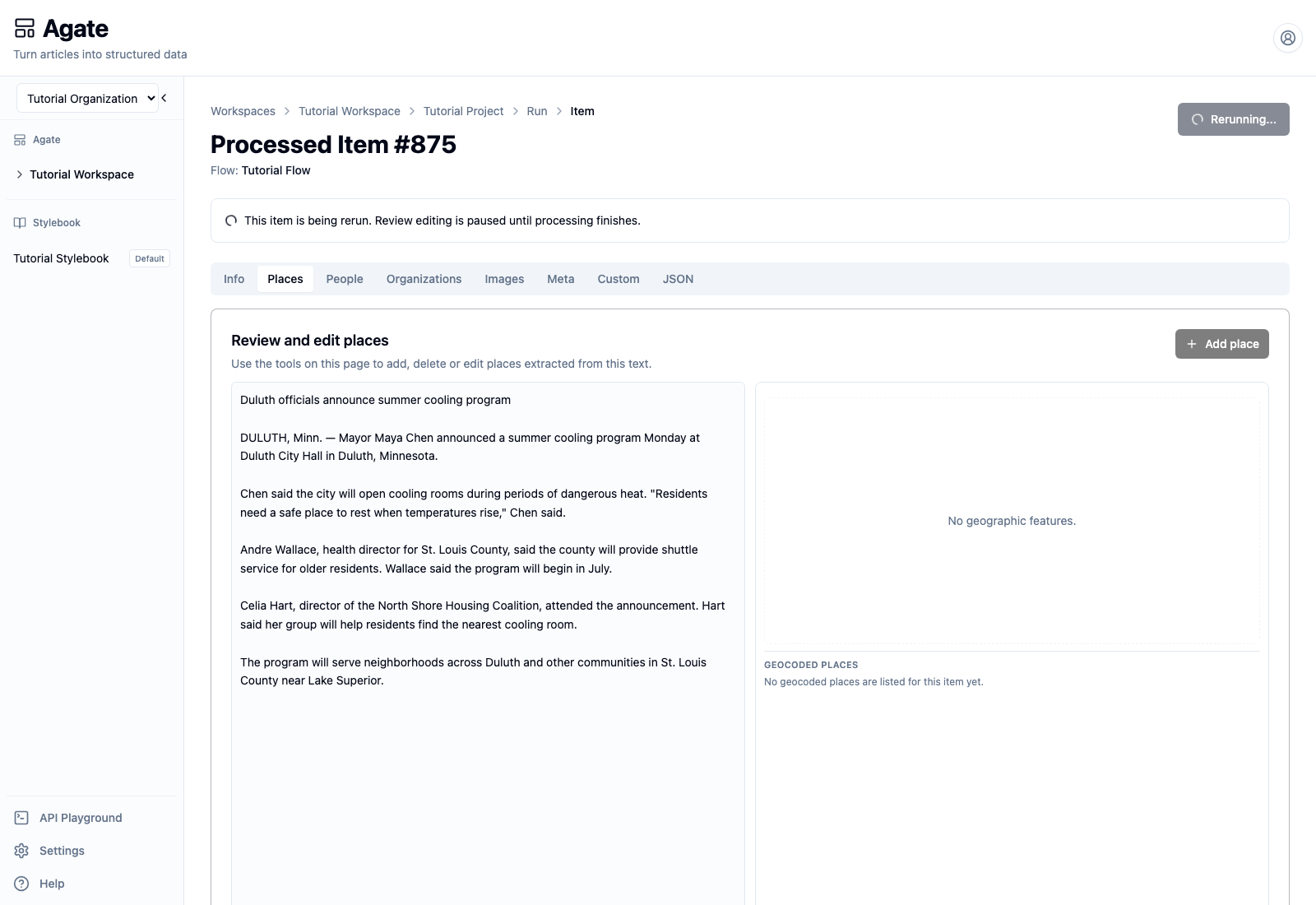 Processed item while review editing is paused