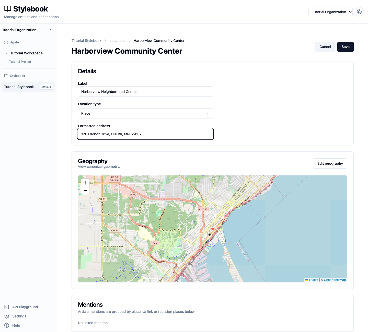 Canonical detail fields ready to save