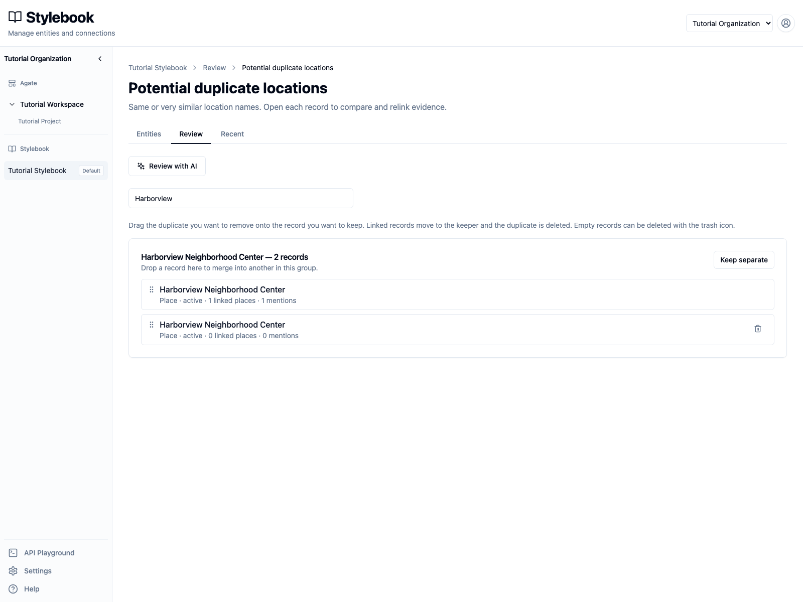 Two Harborview records in one duplicate cluster